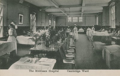 Oddział Cambridge, Szpital Middlesex, Londyn. Pocztówka wysłana 16 sierpnia 1913. autorstwa English Photographer