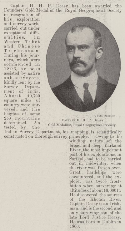 Kapitan H H P Deasy, Złoty Medalista, Królewskie Towarzystwo Geograficzne autorstwa English Photographer