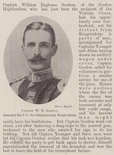 Kapitan WE Gordon, odznaczony VC za galanterię w pobliżu Krugersdorp autorstwa English Photographer