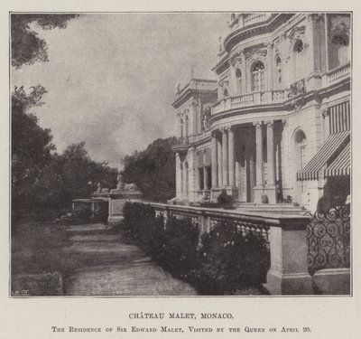 Chateau Malet, Monako, rezydencja Sir Edwarda Maleta, odwiedzona przez królową 20 kwietnia autorstwa English Photographer
