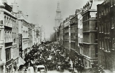 Cheapside, patrząc na wschód do Bow Church, City of London, 1880 autorstwa English Photographer