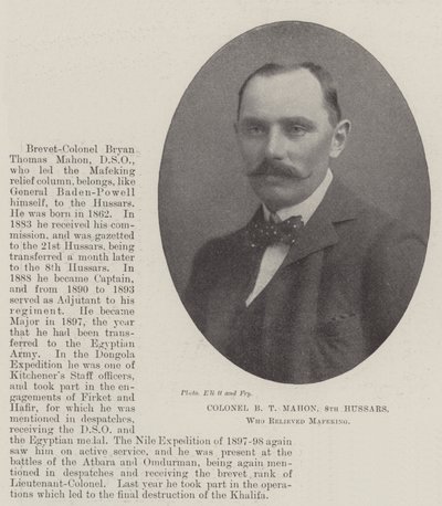 Pułkownik BT Mahon, 8. Hussars, który zwolnił Mafeking autorstwa English Photographer
