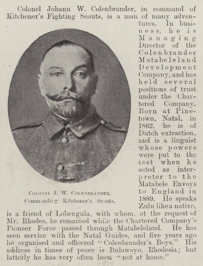 Pułkownik JW Colenbrander, dowodzący Kitcheners Scouts autorstwa English Photographer