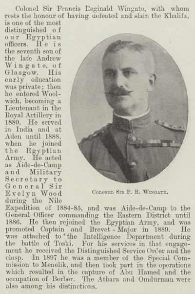 Pułkownik Sir F R Wingate autorstwa English Photographer
