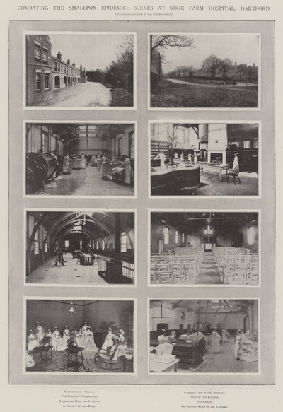 Zwalczanie epidemii ospy, sceny w szpitalu Gore Farm, Dartford autorstwa English Photographer