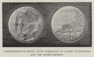 Medal pamiątkowy z portretami królowej Wilhelminy i królowej regentki autorstwa English Photographer