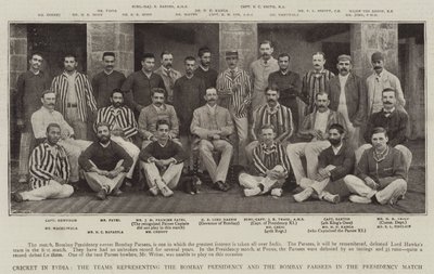Krykiet w Indiach, drużyny reprezentujące Prezydencję Bombaju i Bombay Parsees w meczu Prezydencji autorstwa English Photographer