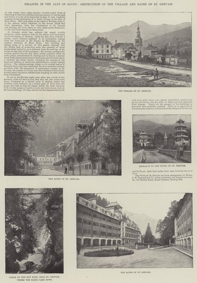 Katastrofa w Alpach Sabaudii, zniszczenie wioski i łaźni St Gervais autorstwa English Photographer