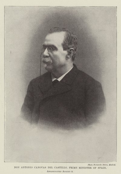 Don Antonio Canovas del Castillo, premier Hiszpanii, zamordowany 8 sierpnia autorstwa English Photographer