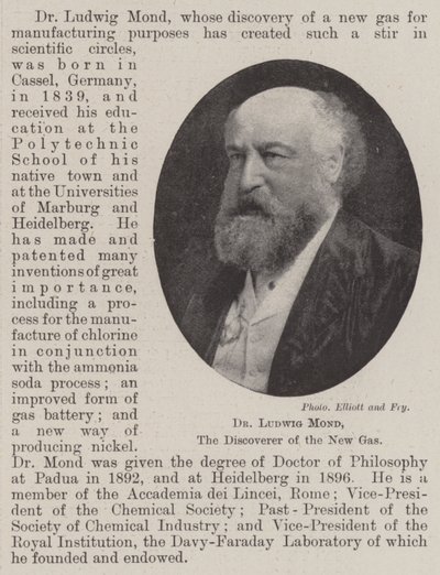 Dr Ludwig Mond, odkrywca nowego gazu autorstwa English Photographer