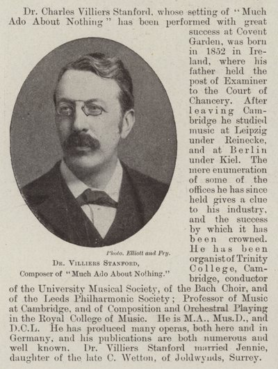 Dr Villiers Stanford, kompozytor Wiele hałasu o nic autorstwa English Photographer