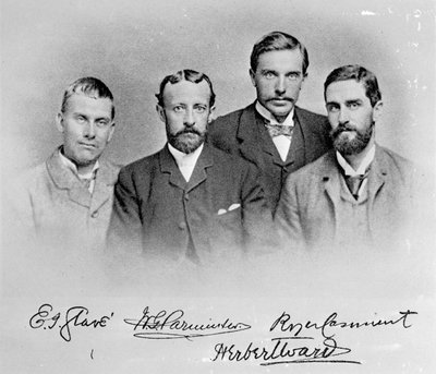 E.J. Glave, W.G. Parminter, Herbert Ward i Roger Casement autorstwa English Photographer