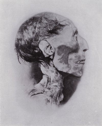 Egipt: Głowa Ramzesa II (zdjęcie czarno-białe) autorstwa English Photographer