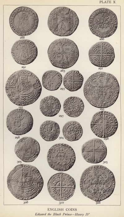 Monety angielskie, Edward Czarny Książę, Henryk IV (zdjęcie czarno-białe) autorstwa English Photographer