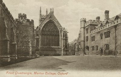 Front Quad, Merton College, Oxford, Oxfordshire (zdjęcie czarno-białe) autorstwa English Photographer