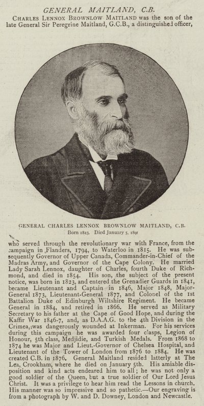 Generał Charles Lennox Brownlow Maitland, CB autorstwa English Photographer