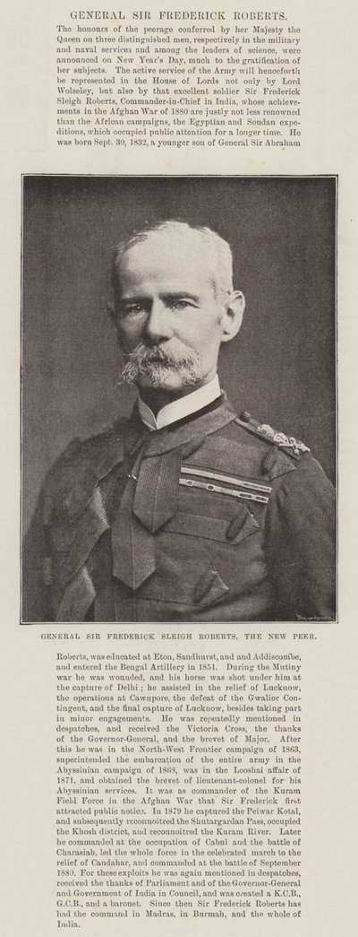 Generał Sir Frederick Sleigh Roberts, Nowy Peer autorstwa English Photographer