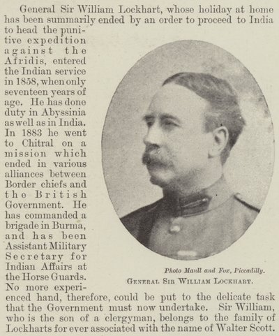 Generał Sir William Lockhart autorstwa English Photographer