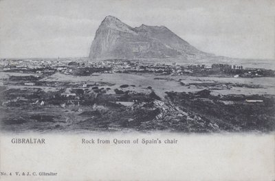 Gibraltar, Skała z krzesła królowej Hiszpanii (zdjęcie czarno-białe) autorstwa English Photographer