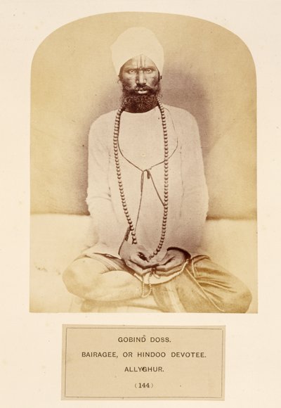 Govind Doss, Bairagee lub Hindoo Devotee, Allyghur, z The People of India, J. Forbes Watson, opublikowany 1868 (druk albumowy) autorstwa English Photographer
