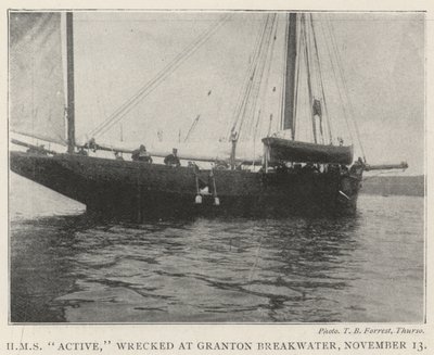 HMS Active, rozbity w Granton Breakwater, 13 listopada autorstwa English Photographer