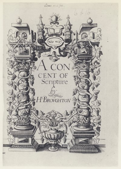 H Broughton, Koncent Pisma Świętego, G Simson i W White 1590 (zdjęcie czarno-białe) autorstwa English Photographer