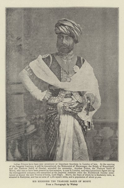 Jego Wysokość Sahib Thakore z Morvi autorstwa English Photographer