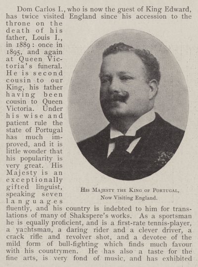 Jego Królewska Mość Król Portugalii, odwiedza Anglię autorstwa English Photographer