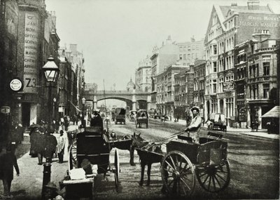 Holborn Viaduct, Farringdon Street, patrząc na północ, City of London, 1890 autorstwa English Photographer