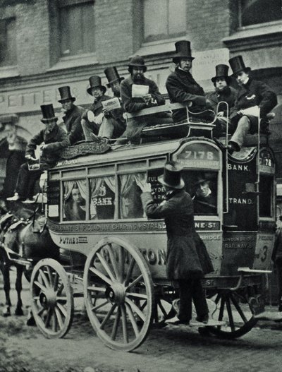 Konny omnibus London Bridge Railway z pasażerami, 1880 autorstwa English Photographer