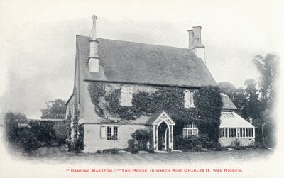 Dom w wiosce Long Marston, Gloucestershire, gdzie ukrywał się król Karol II po ucieczce po klęsce jego armii w bitwie pod Worcester autorstwa English Photographer