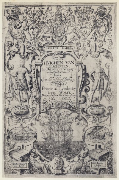 J Linschoten, Dyskurs podróży, J Wolfe 1598 (zdjęcie czarno-białe) autorstwa English Photographer