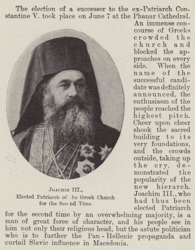 Joachim III, wybrany po raz drugi patriarchą Kościoła greckiego autorstwa English Photographer
