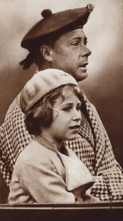 Król Edward VIII i jego siostrzenica, przyszła królowa Elżbieta II (zdjęcie czarno-białe) autorstwa English Photographer