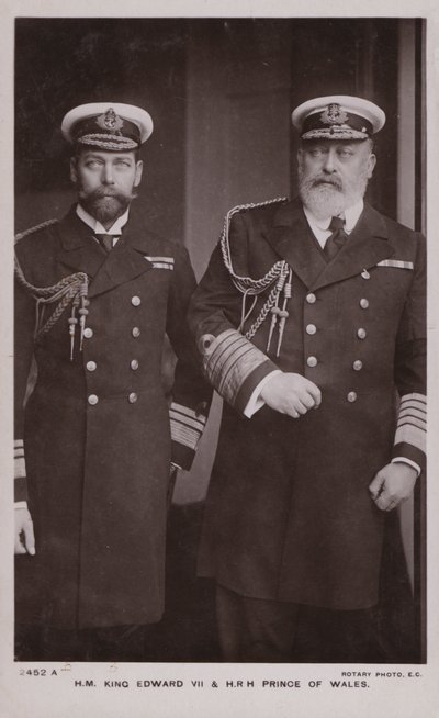 Król Edward VII, król Jerzy V (zdjęcie czarno-białe) autorstwa English Photographer