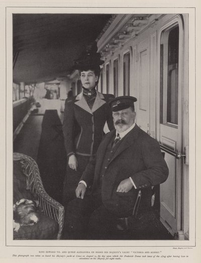 Król Edward VII i królowa Aleksandra na pokładzie jachtu His Majestys Victoria and Albert autorstwa English Photographer