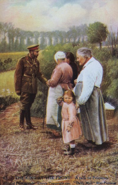 Król Jerzy V rozmawiający z francuskimi chłopami podczas I wojny światowej (zdjęcie) autorstwa English Photographer