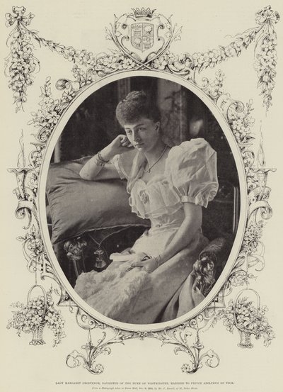 Lady Margaret Grosvenor, córka księcia Westminsteru, wyszła za mąż za księcia Adolfa z Teck autorstwa English Photographer