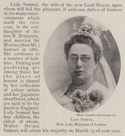 Lady Samuel, nowa pani burmistrz Londynu autorstwa English Photographer