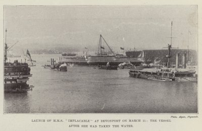 Wystrzelenie HMS Implacable w Devonport 11 marca, statek po zajęciu Wody autorstwa English Photographer