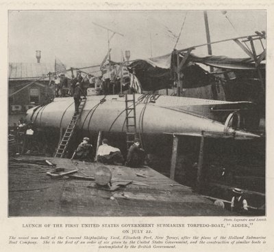 Wystrzelenie pierwszej rządowej łodzi podwodnej torpedy, Adder, 22 lipca autorstwa English Photographer
