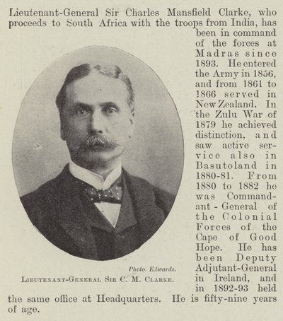 Generał porucznik Sir CM Clarke autorstwa English Photographer