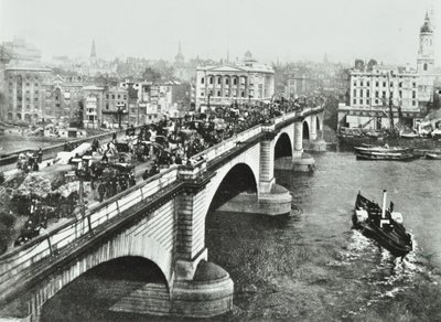 London Bridge: ruch konny na moście, 1895 autorstwa English Photographer