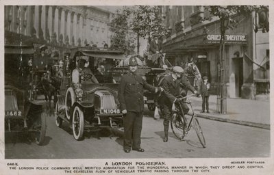 Policjant w Londynie. Pocztówka wysłana 4 lipca 1913 r. autorstwa English Photographer