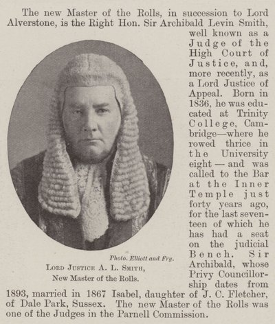 Lord Justice AL Smith, nowy mistrz Rolls autorstwa English Photographer