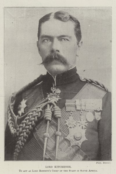 Lord Kitchener, który będzie pełnił funkcję szefa sztabu lorda Robertsa w RPA autorstwa English Photographer