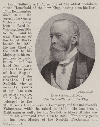 Lord Suffield, ADC, nowy lord oczekujący na króla autorstwa English Photographer
