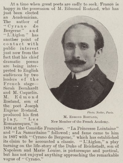 M Edmond Rostand, nowy członek Akademii Francuskiej autorstwa English Photographer