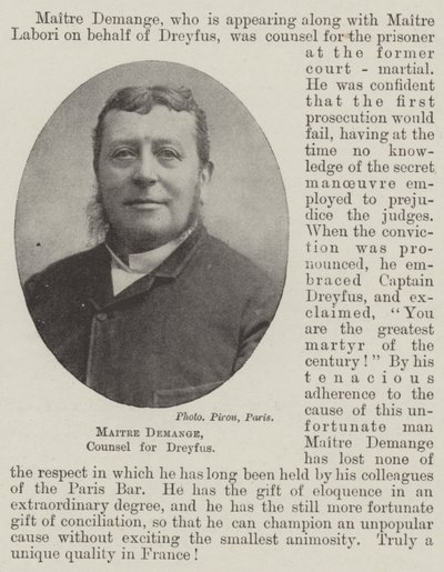 Maitre Demange, radca prawny Dreyfusa autorstwa English Photographer