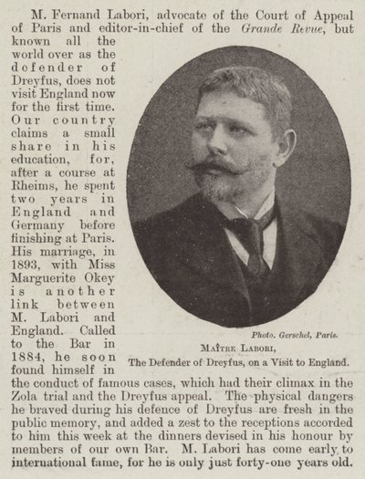 Maitre Labori, Obrońca Dreyfusa, z wizytą w Anglii autorstwa English Photographer